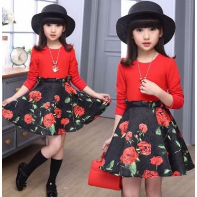 dress rose red flying (511502) dress anak perempuan (Only 2pcs)